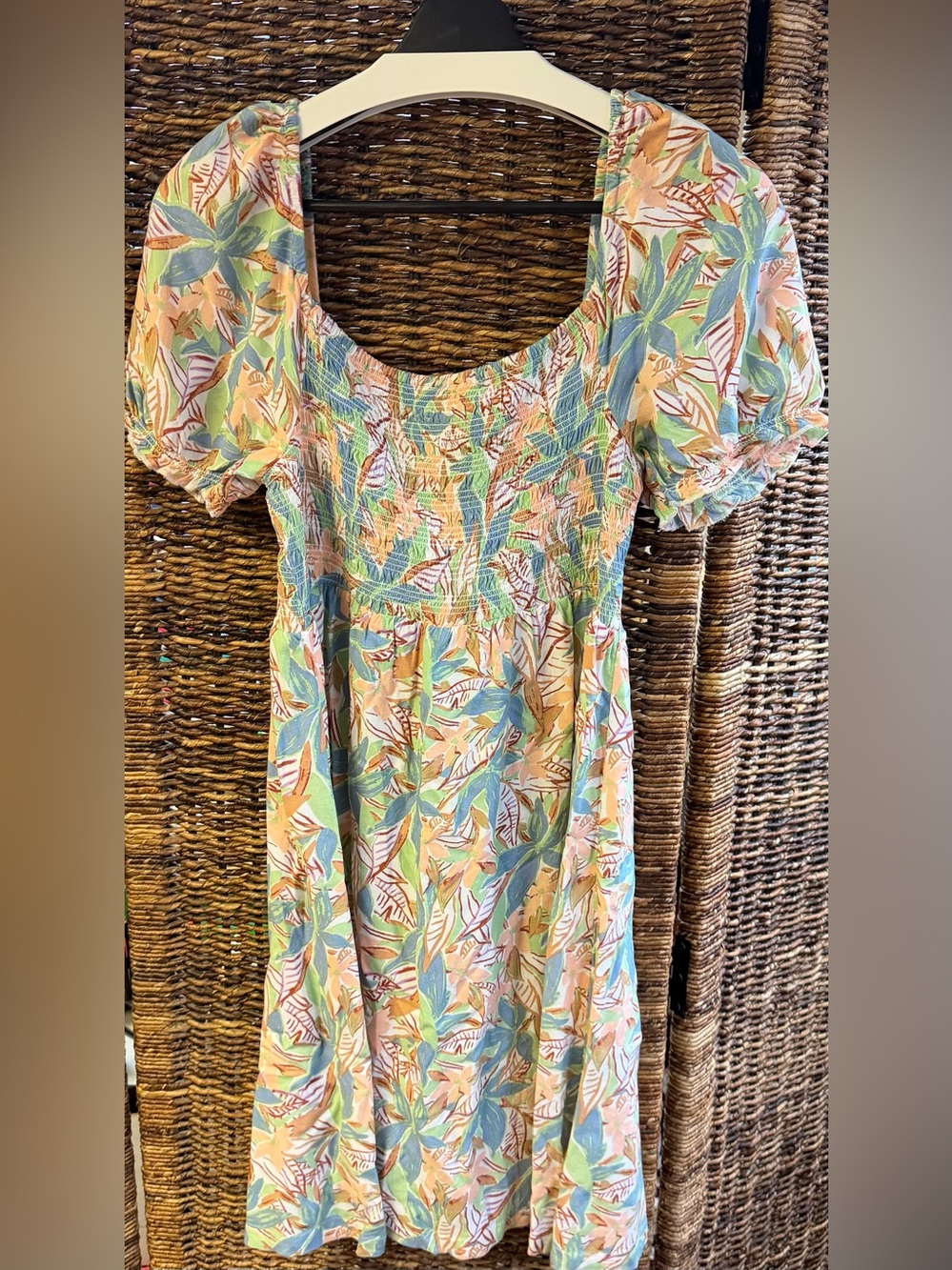 Roxy Floral Dress in Mint, Peach & Blue- Size: Large